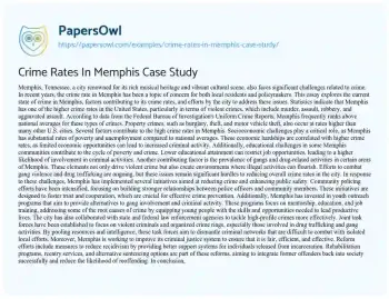 Essay on Crime Rates in Memphis Case Study