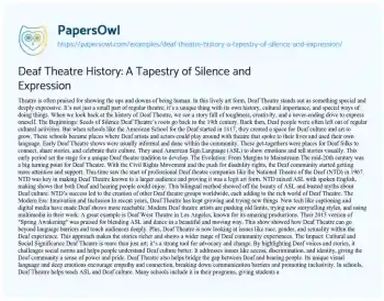 Essay on Deaf Theatre History: a Tapestry of Silence and Expression