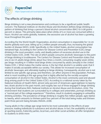 Essay on The Effects of Binge Drinking