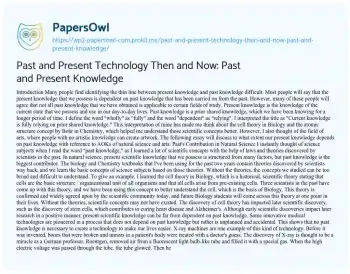 Essay on Past and Present Technology then and Now: Past and Present Knowledge