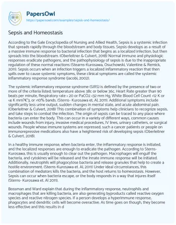 Essay on Sepsis and Homeostasis