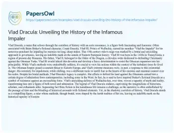 Essay on Vlad Dracula: Unveiling the History of the Infamous Impaler