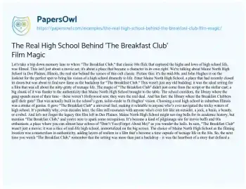 Essay on The Real High School Behind ‘The Breakfast Club’ Film Magic