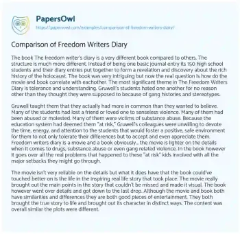 Essay on Comparison of Freedom Writers Diary