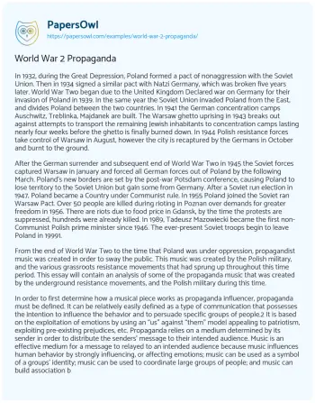 Essay on World War 2 Propaganda