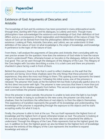 Essay on Existence of God: Arguments of Descartes and Aristotle