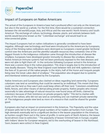 Essay on Impact of Europeans on Native Americans