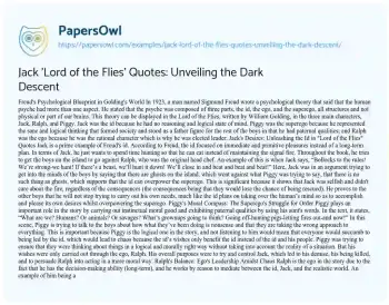 Essay on Jack ‘Lord of the Flies’ Quotes: Unveiling the Dark Descent