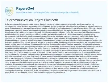 Essay on Telecommunication Project Bluetooth