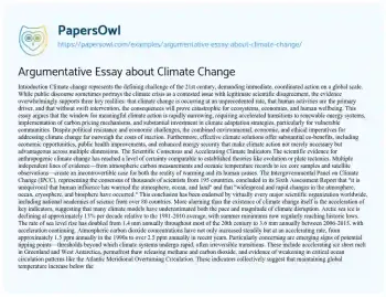 Essay on Argumentative Essay about Climate Change