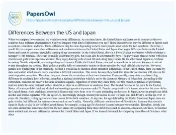 Essay on Differences between the US and Japan