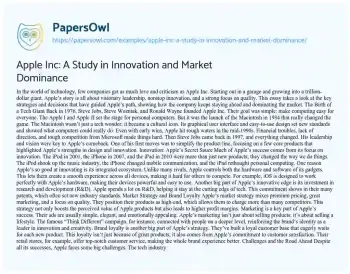 Essay on Apple Inc: a Study in Innovation and Market Dominance