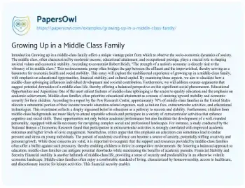 Essay on Growing up in a Middle Class Family