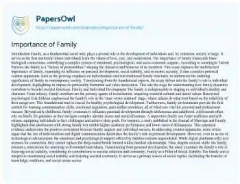 Essay on Importance of Family