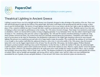 Essay on Theatrical Lighting in Ancient Greece