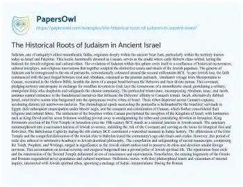 Essay on The Historical Roots of Judaism in Ancient Israel