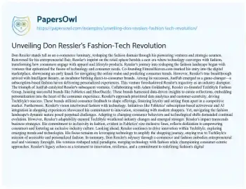 Essay on Unveiling Don Ressler’s Fashion-Tech Revolution