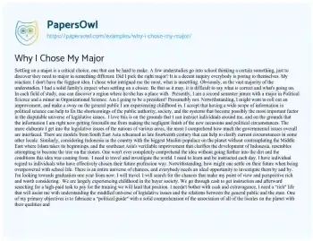 Essay on Why i Chose my Major