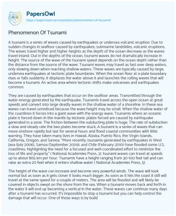 Essay on Phenomenon of Tsunami