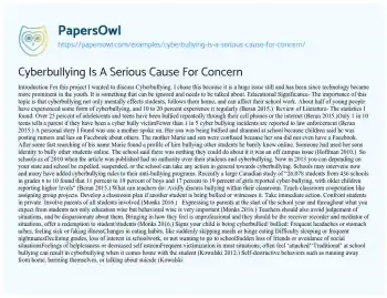 Essay on Cyberbullying is a Serious Cause for Concern