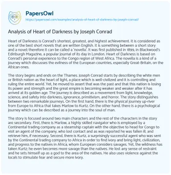 Essay on Analysis of Heart of Darkness by Joseph Conrad