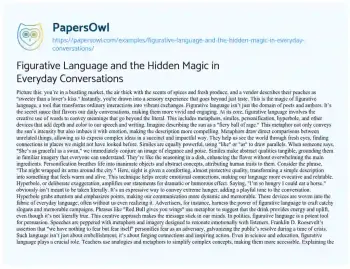 Essay on Figurative Language and the Hidden Magic in Everyday Conversations