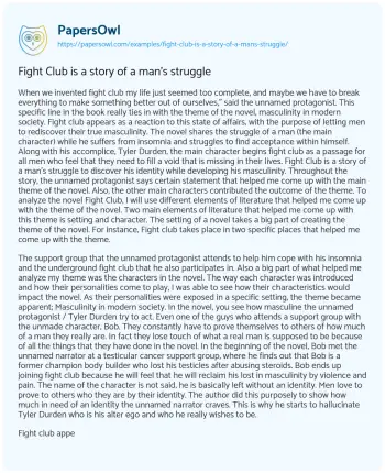 Essay on Fight Club is a Story of a Man’s Struggle