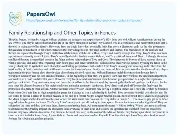 Essay on Family Relationship and other Topics in Fences