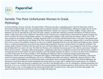 Essay on Semele: the most Unfortunate Women in Greek Mythology