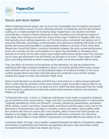 Essay on Soccer and Stock Market