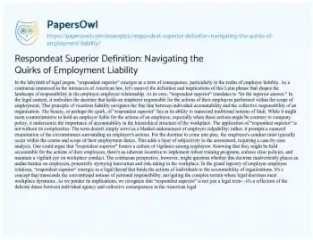 Essay on Respondeat Superior Definition: Navigating the Quirks of Employment Liability