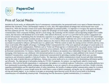 Essay on Pros of Social Media