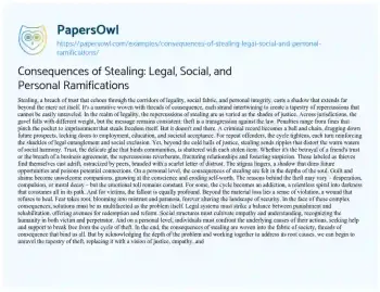 Essay on Consequences of Stealing: Legal, Social, and Personal Ramifications