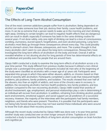 Essay on The Effects of Long-Term Alcohol Consumption