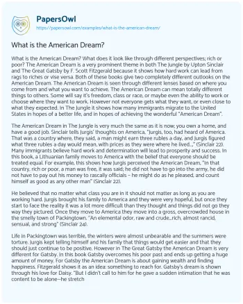 Essay on What is the American Dream?