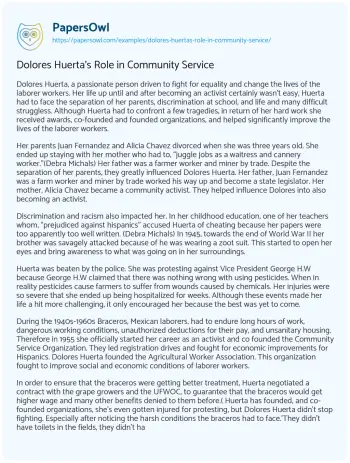 Essay on Dolores Huerta’s Role in Community Service