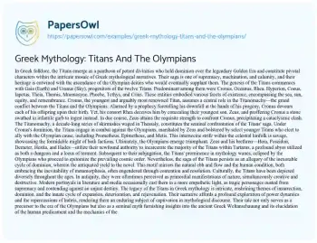 Essay on Greek Mythology: Titans and the Olympians