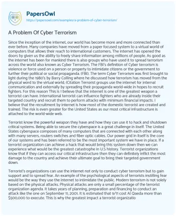 Essay on A Problem of Cyber Terrorism