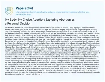 Essay on My Body, my Choice Abortion: Exploring Abortion as a Personal Decision