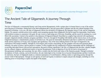 Essay on The Ancient Tale of Gilgamesh: a Journey through Time