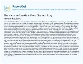 Essay on The Narrative Sparkle: a Deep Dive into Story Jewelry Reviews