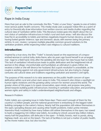 Essay on Rape in India Essay