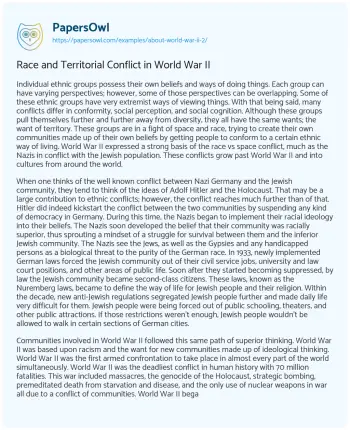 Essay on Race and Territorial Conflict in World War II