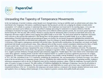 Essay on Unraveling the Tapestry of Temperance Movements