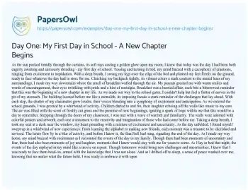 Essay on Day One: my First Day in School – a New Chapter Begins