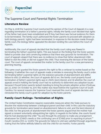 Essay on The Supreme Court and Parental Rights Termination