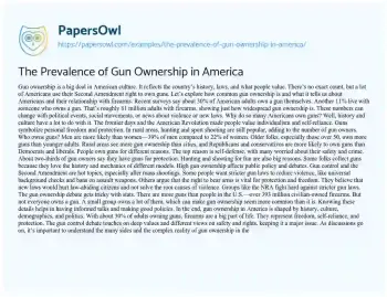 Essay on The Prevalence of Gun Ownership in America