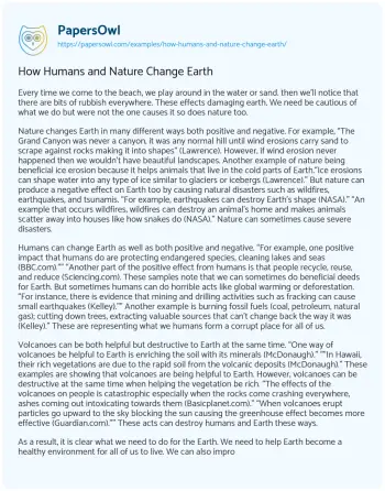 Essay on How Humans and Nature Change Earth