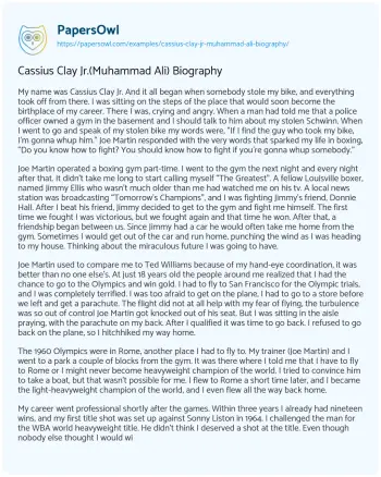 Essay on Cassius Clay Jr.(Muhammad Ali) Biography