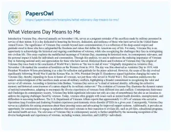 Essay on What Veterans Day Means to me